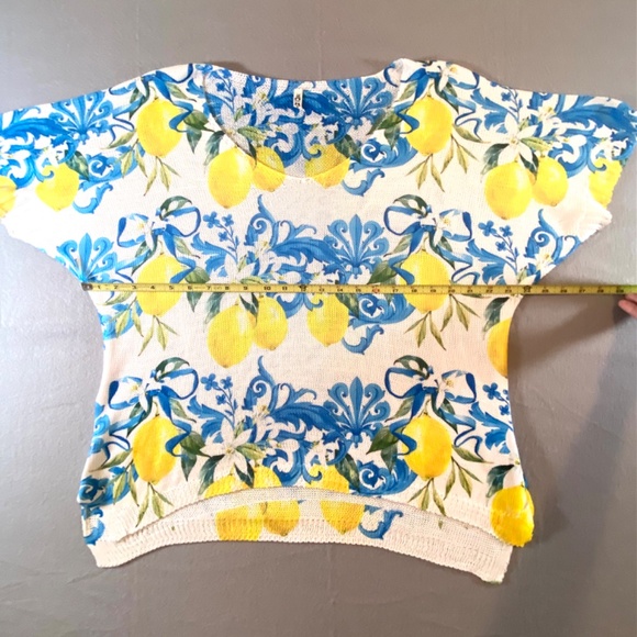 Plus Size Lemon Print Italian Knit Boho Top 2X/3X Resort Summer Blouse - Picture 14 of 16